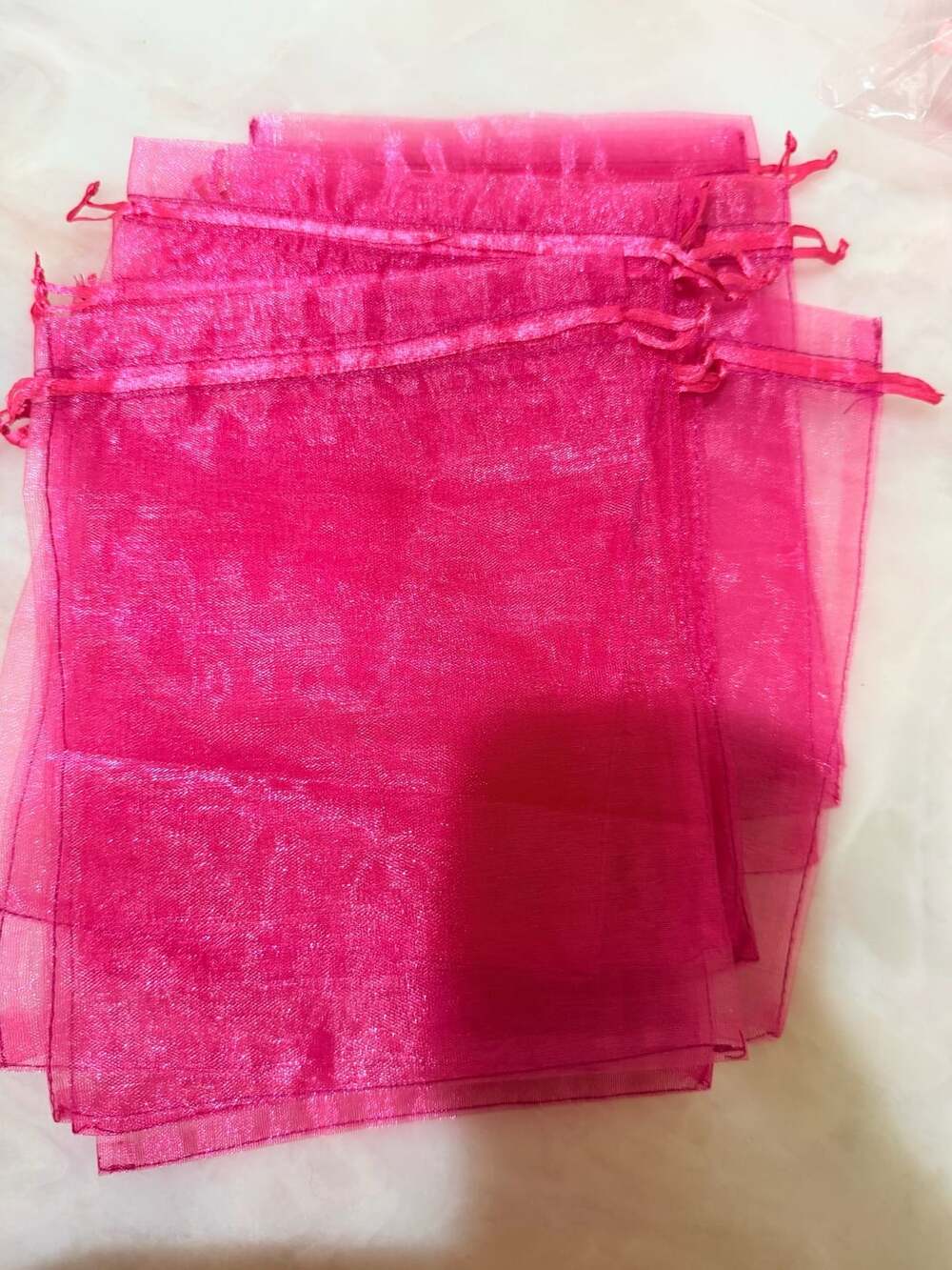 Hot Pink Organza Drawstring Bags 6x9